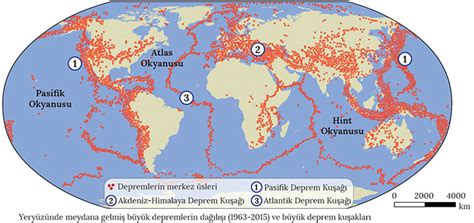dünya fay hatları ve deprem kuşakları haritası
